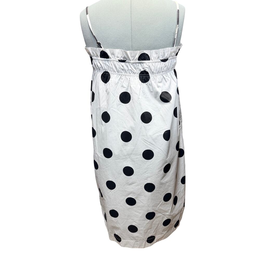 Moodie Cotton Polka Dot Midi Dress Women Small S White Black Strappy Smocked